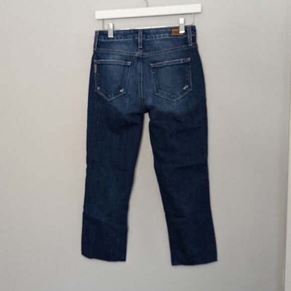Paige Hoxton Stripe Jeans Size 26 High Waisted Straight Jeans Frayed Edge - Picture 5 of 9